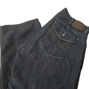 Levi 514 Slim Straight Baggy Wide Jeans 38x29 Flap Pockets men's EUC Med Wash
